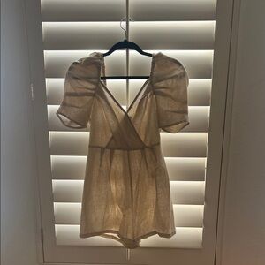 All in Favor Light Tan Sheer Top